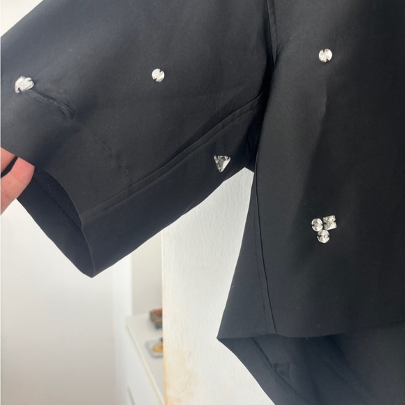 Sandro Black Blouse with Silver Accents Size 2 US - Picture 9 of 16